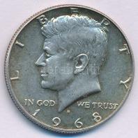 Amerikai Egyesült Államok 1968D 1/2$ Ag "Kennedy" T:AU patina USA 1968D 1/2 Dollar Ag "Kennedy" C:AU patina Krause KM#202a