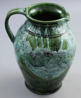 Kondor Éva (1938-): Kancsó. Csorgatott mázas kerámia, jelzett, hibátlan, m: 21,5 cm