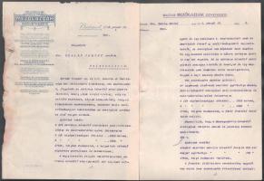 1915 Bp., Magyar Mezőgazdák Szövetkezete gépelt levele Balatonlellére, a szélén foltos, sérült, 3 sztl. lev.