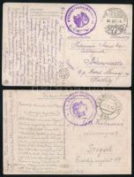 1916 2 db Tábori posta képeslap az egyik "K.u.k. Etappenstationskommando", a másik "K.u.K. DIVISIONSTRAINKOMMANDO 33" bélyegzéssel
