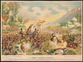 cca 1900 A Tömösi szoros Leonidása, egykorú rajz után festette Bellony L[ászló], 1848-49-es témájú színes litográfia, a szélén kis sérüléssel, 18x25 cm