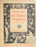 Madách Imre: Az ember tragédiája. Drámai költemény. Alexander Bernát bevezetésével. Bp.,én.,Athenaeum, 2+XXIII+1+179 p. A címlap Basch Árpád munkája. Átkötött félbőr-kötés, javított borítóval és kötéssel, kopott borítóval.