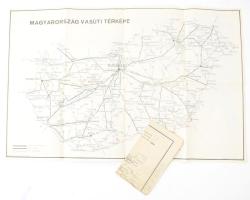 2 db vasúti térkép: cca 1942 M. kir. Államvasutak hálózatának térképe + ca 1960 Mo. vasúti térkép