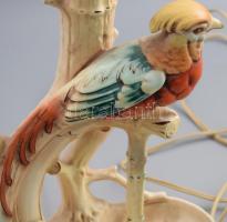 Goldscheider jelzéssel osztrák fácánalakos lámpatest, restaurálással, m: 32 cm