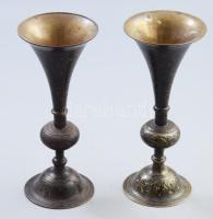 Tula mintás bronz váza pár, cca 1900, m: 19,5 cm