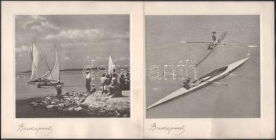 cca 1938 Budapest, album 6 db fekete-fehér képpel: kivilágított Lánchíd, hajók a Dunán, Parlament, v...