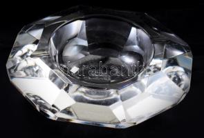 Nagyméretű Moser lapra csiszolt hamutál, hamis jelzéssel, pattogzással, d: 22 cm