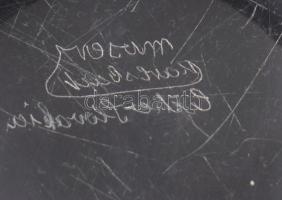 Nagyméretű Moser lapra csiszolt hamutál, hamis jelzéssel, pattogzással, d: 22 cm