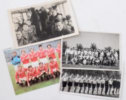 cca 1940-1950 3 db sport fotó lap labdarúgócsapatokkal, + egy képeslap