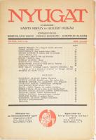 1935 Nyugat XXVIII. évf. 1. sz. 1935. január. Szerk.: Babits Mihály, Gellért Oszkár. Benne Török Sophie, Lesznai Anna, Weöres Sándor és mások írásaival. Bp., Hungária-ny., 4 sztl. lev.+ 88 p. Kiadói papírkötés, kissé sérült borítóval, az első két lap kijár, nagyrészt felvágatlan lapokkal.