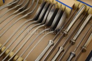 26 részes régi alpakka evőeszköz készlet, dobozában