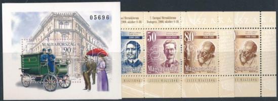 1997 Bélyegnap (70.) ajándék blokk + 2000 Jeles magyarok (I.) 2 db blokk ívszéli felirattal (10.000)