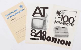 cca 1970 3 db Orion reklámlap és formanyomtatvány