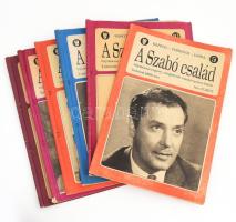 Baróti - Forgács - Liska: A Szabó család c. folytatásos regény 6 db száma (5., 10., 12., 13., 14., 18. sz.), kiadói tűzött papírkötés, vegyes állapotban
