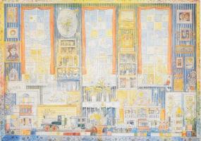 Gross Arnold grafikus "Gyerekszoba" c. festményének ofszet reprodukciójával illusztrált ké...