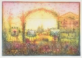 Gross Arnold grafikus "Tordai kert" c. festményének ofszet reprodukciójával illusztrált ké...