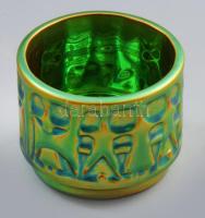 Zsolnay eozin mázas edény. Terv.: kovács István. Jelzett, minimális kopással, d: 7,5 cm, m: 6 cm