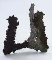 Bronz tartó, kinyitható, három lábú, virág motívumokkal 21 cm
