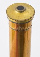 Mikroszkóp, eredeti üvegezett fa tokjában, cca 150 darab tárgylemezzel, tárgylemez vágóval. cca 19. ...