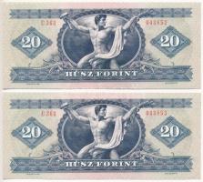 1980. 20Ft (2x) sorszámkövetők "C 363 043852 - C 363 043853" T:UNC,AU / Hungary 1980. 20 F...