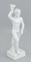 Német olimpiai lángot vivő sportoló figura, sorszámozott, m: 25,5 cm