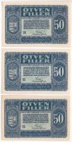 1920. 50f (3x) "06" T:UNC,AU / Hungary 1920. 50 Fillér (3x) "06" C:UNC,AU Adamo K2