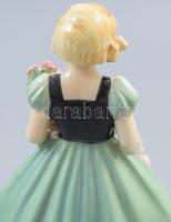 Keramos Wien Lány virággal. Terv.: Rudolf Podany (1876-1963). Jelzett, alján minimális kopással, m: ...