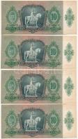 1936. 10P (4x) sorszámkövetők "B 724 017954 - B 724 017957" T:UNC,AU / Hungary 1936. 10 Pe...