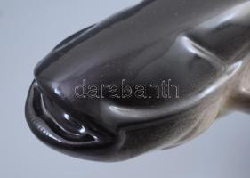 Nagyméretű porcelán harcsa, jelzett, 50x25 cm