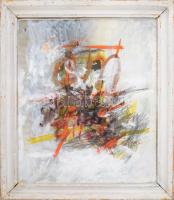 Misch Ádám (1935-1995): Mindez újra, 1985. Vegyes technika, papír, jelezve jobbra lent (Misch '85). Hátoldalán Misch Ádám autográf feliratával és bélyegzésével. Üvegezett, fakeretben, 31x26,5 cm. / Adam Misch (1935-1995): All this again, 1985. Mixed technique on paper, signed, with autograph description an the artist's stamp on the reverse, framed. 31x26,5 cm