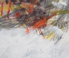 Misch Ádám (1935-1995): Mindez újra, 1985. Vegyes technika, papír, jelezve jobbra lent (Misch '...