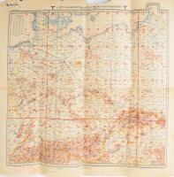cca 1940 Német légi navigációs térképszelvény Közép-Európa 70x65 cm szakadással