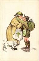 Cserkész az édesanyjával. kiadja a Magyar Cserkészszövetség Nagytábortanácsa / Scout with his mother s: Márton L.