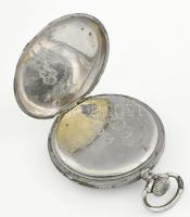 Doxa fém tokos zsebóra, működik, patinás, repedt számlappal, d: 5,5 cm