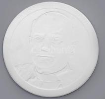 Horváth László (Debrecen, 1941-): II. János Pál arcképe. Litofán porcelán, 1991, jelzett, hibátlan, d: 31 cm