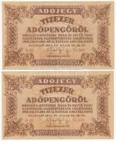 1946. 10.000AP (2x) sorszámkövetők "D 05 15569 - D 05 15570" T:F, szép papír / Hungary 194...