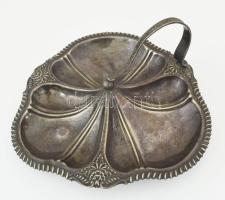 Szecessziós ezüstözött alpakka kínáló,jelzett, 28x28 cm