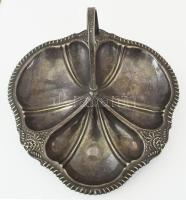 Szecessziós ezüstözött alpakka kínáló,jelzett, 28x28 cm