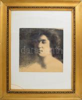 Vida Árpád (1884 - 1915): Női arc. Litográfia, papír, jelzett, 32x30 cm Üvegezett dekoratív keretben...