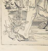 Józsa János (1936-2016): Vándor. Rézkarc, papír. Jelzett. Számozott (50/22). Üvegezett fakeretben, l...