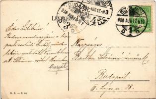 1908 Szolnok, Tisza részlet, gőzhajó, kikötő. G. J. kiadása (EK)