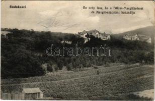 Budakeszi, látkép, villák, "Ön szép lesz, ha a Földes-Margitkrémet és Margit-szappant használja" reklámmal (ázott sarkak / wet corners)