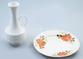 Német porcelán tál és váza, sérült.