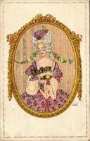 Baroque lady with puppies. B.K.W.I. 622-1. s: August Patek (EK)