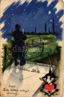 1942 Magyar katonai művészlap / WWII Hungarian military art postcard s: Bozó (EB)