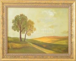 Balla B jelzéssel: Dombos táj. Olaj, karton. Dekoratív fakeretben. 26,5x35 cm