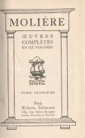 Moliere [Poquelin, Jean-Baptiste]: 
Oeuvres completes en six volumes. Tome I-VI. [Teljes mű hat köt...