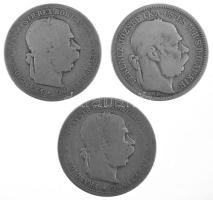 Ausztria 1893. 1K Ag "Ferenc József" (2x) + Magyarország 1893KB 1K Ag "Ferenc József&...