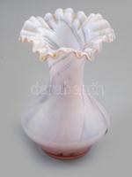 Rózsaszín üveg váza. Anyagában színezett, hibátlan 14 cm