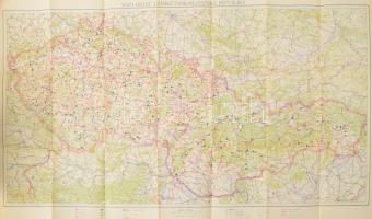 1957 Mapa hradů a zámků Československé republiky / Csehszlovákia várainak és kastélyainak térképe, 1 : 750.000, nagyméretű térkép, 62,5x104 cm